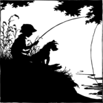 Silhouettes, Boy Fishing Clip Art