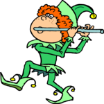 Elf Playing Flute 1 Clip Art