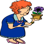 Woman with Plant Clip Art