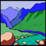 Mountains & Stream Clip Art