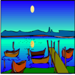 Harbor at Night Clip Art