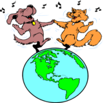 Cat & Dog Dancing Clip Art