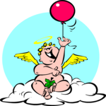 Cherub with Balloon Clip Art