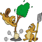 Beavers Planting Tree Clip Art
