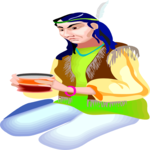 Native American & Bowl Clip Art