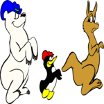 Bear & Penguin in Australia Clip Art