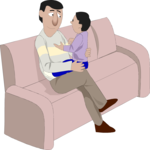 Child on Dad's Lap Clip Art