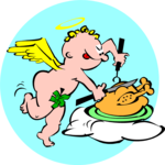 Cherub Carving Turkey Clip Art