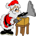 Santa & Phonograph Clip Art