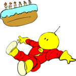 Alien with Cake 2 Clip Art