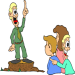 Speaker on Tree Stump Clip Art