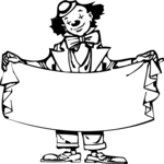 Clown Holding Banner 1 Clip Art