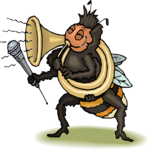 Bee Playing Horn Clip Art