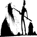 Silhouettes, Man Pitching Hay Clip Art