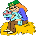 Girl & Pig Clip Art