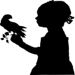 Silhouettes, Girl & Bird 2 Clip Art