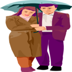 Couple Under Umbrella Clip Art