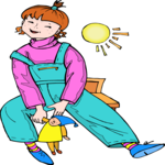 Girl with Doll 16 Clip Art