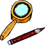 Pencil & Magnifying Glass Clip Art