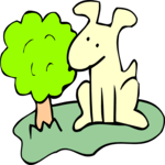 Dog & Bush Clip Art