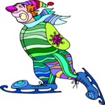 Clown Ice Skating 1 Clip Art