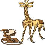 Monkey with Giraffe Clip Art