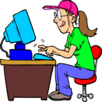 Girl at Computer 2 (2) Clip Art