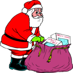 Santa & Fruit Cake Clip Art