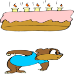 Cake Falling on Bear Clip Art