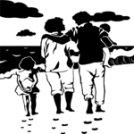 Family on Beach 1 Clip Art