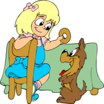 Girl with Doughnut 2 Clip Art