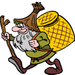 Old Man with Basket Clip Art