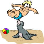 Seal & Boy Clip Art