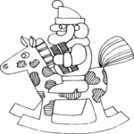 Santa on Rocking Horse Clip Art