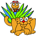 Lion & Hunter Clip Art