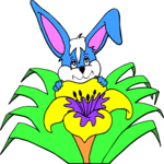 Rabbit & Flower Clip Art