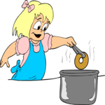 Girl Making Doughnuts Clip Art