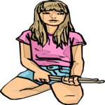 Girl with Drum Sticks Clip Art