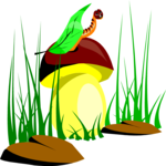 Worm on Mushroom 2 Clip Art