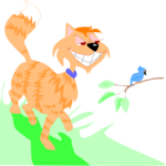 Cat & Bird 1 Clip Art