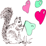 Squirrel & Heart Bubbles Clip Art