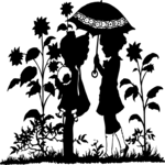 Silhouettes, Girls Talking 1 Clip Art