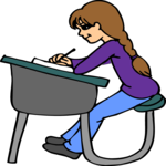 Student at Desk 3 Clip Art