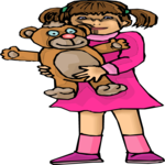 Girl with Teddy 4 Clip Art
