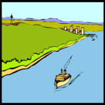 Boat on River Clip Art