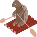 Turtle on Raft Clip Art