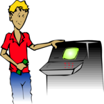 Man at ATM Clip Art