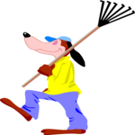 Dog with Rake Clip Art