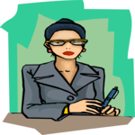 Woman at Desk 3 Clip Art