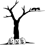 Tree & Pumpkins Clip Art